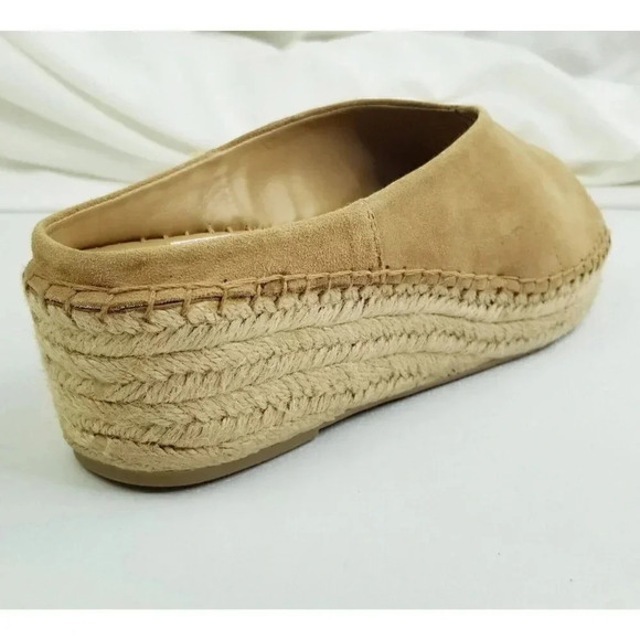 Franco Sarto Size 11M Women's Camel Color Suede Slip On Wedge Heel Pine Slide - Picture 12 of 13
